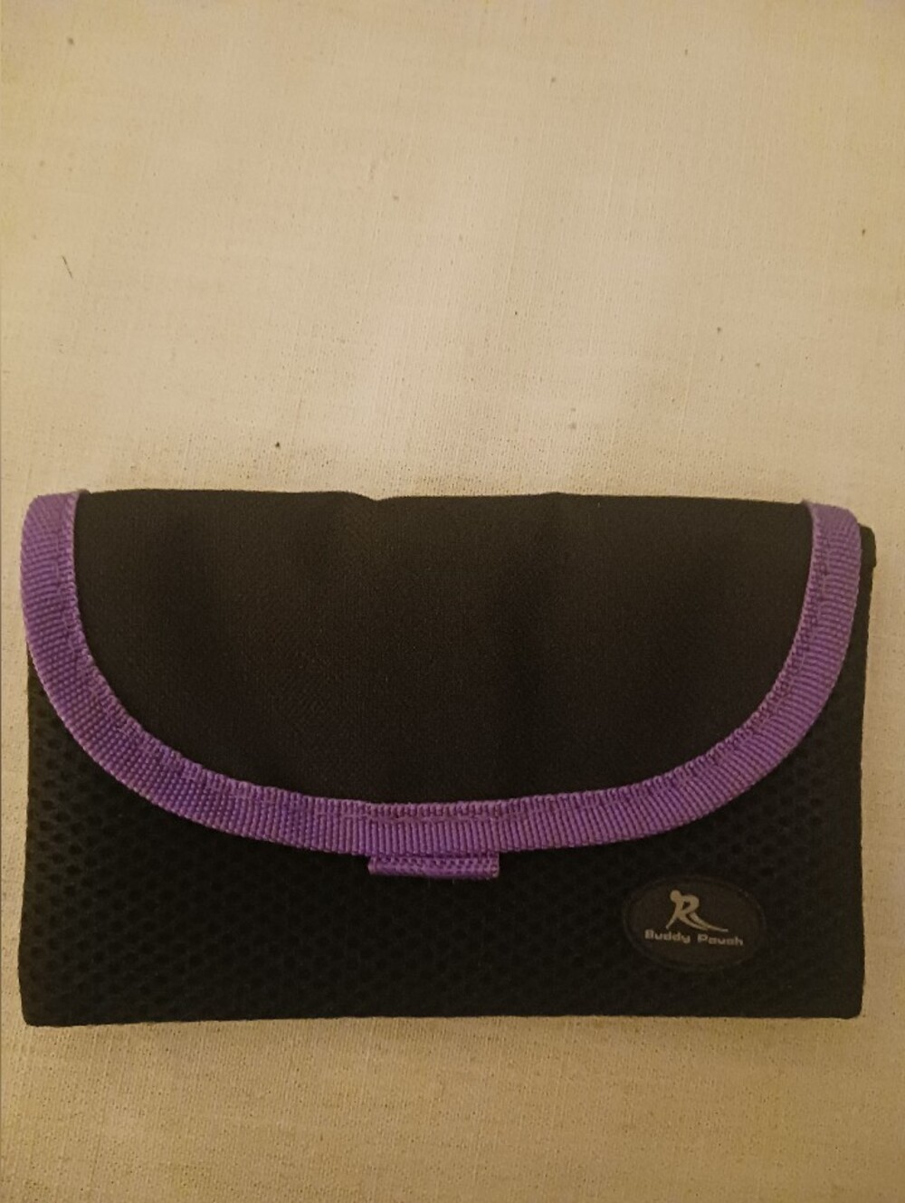 Buddy Pouch . Black and Purple Foldover Women's Bag